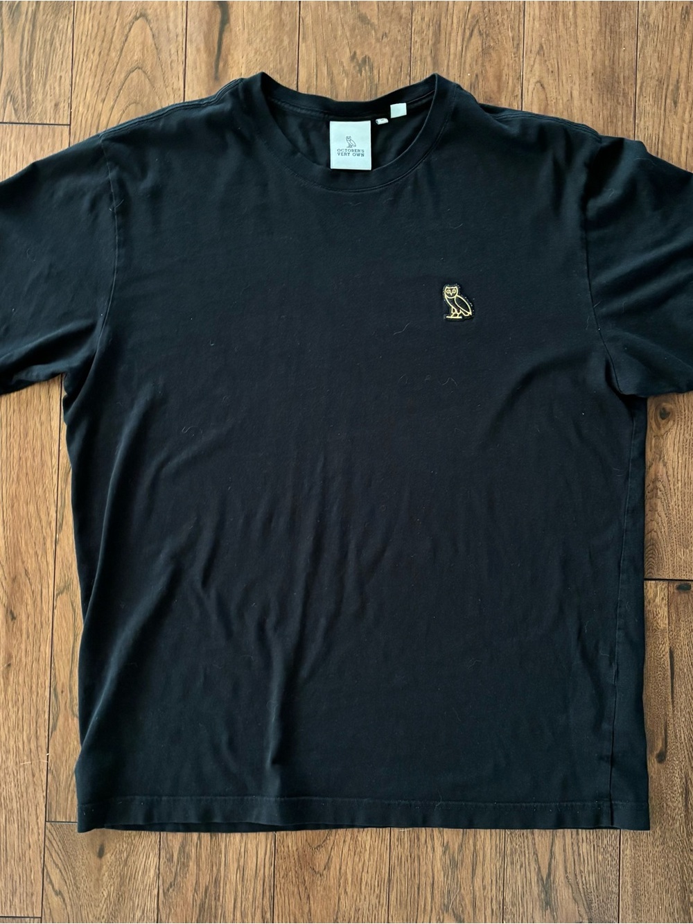 OVO Black Short Sleeve Tee with Gold Owl Patch